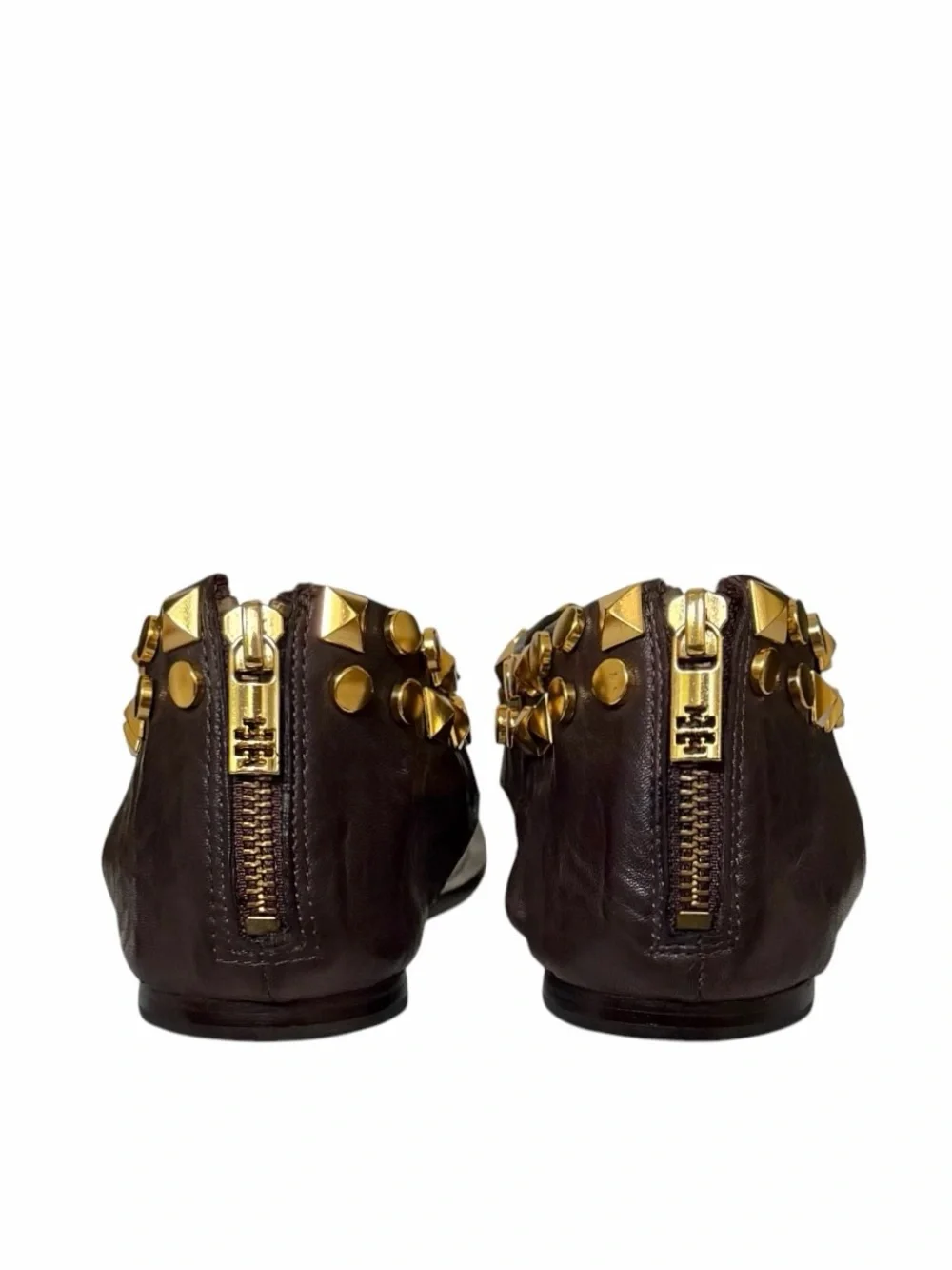 Tory Burch Dark Brown Gladiator Leather with Gold Studs Sandals Size 8
